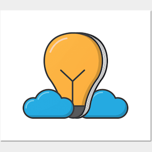 Cute smart book bulb illustration Posters and Art